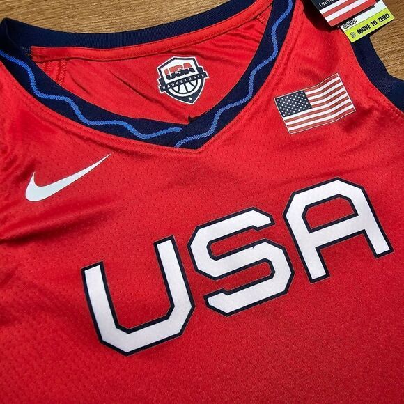 Nike USA Basketball Olympics Jersey Blank Women's L Red Navy Stars Stars DD1568 - Picture 6 of 15